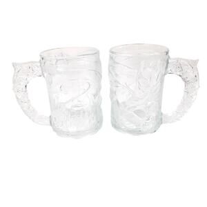 VTG 1995 McDonalds DC Comics Batman Forever Promo Glass Mug 2 Set Made in USA